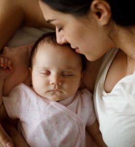 White mom and baby