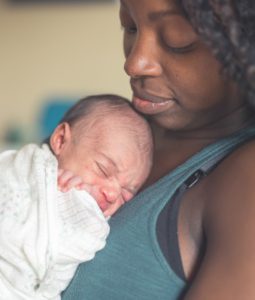 Black mom with baby