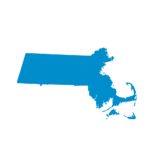 Blue graphic showing the state of Massachusetts