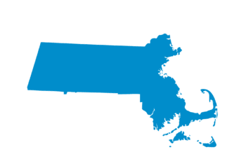 Blue graphic showing the state of Massachusetts