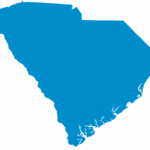 Blue icon showing the state of South Carolina