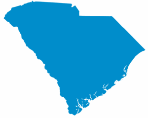 Blue icon showing the state of South Carolina