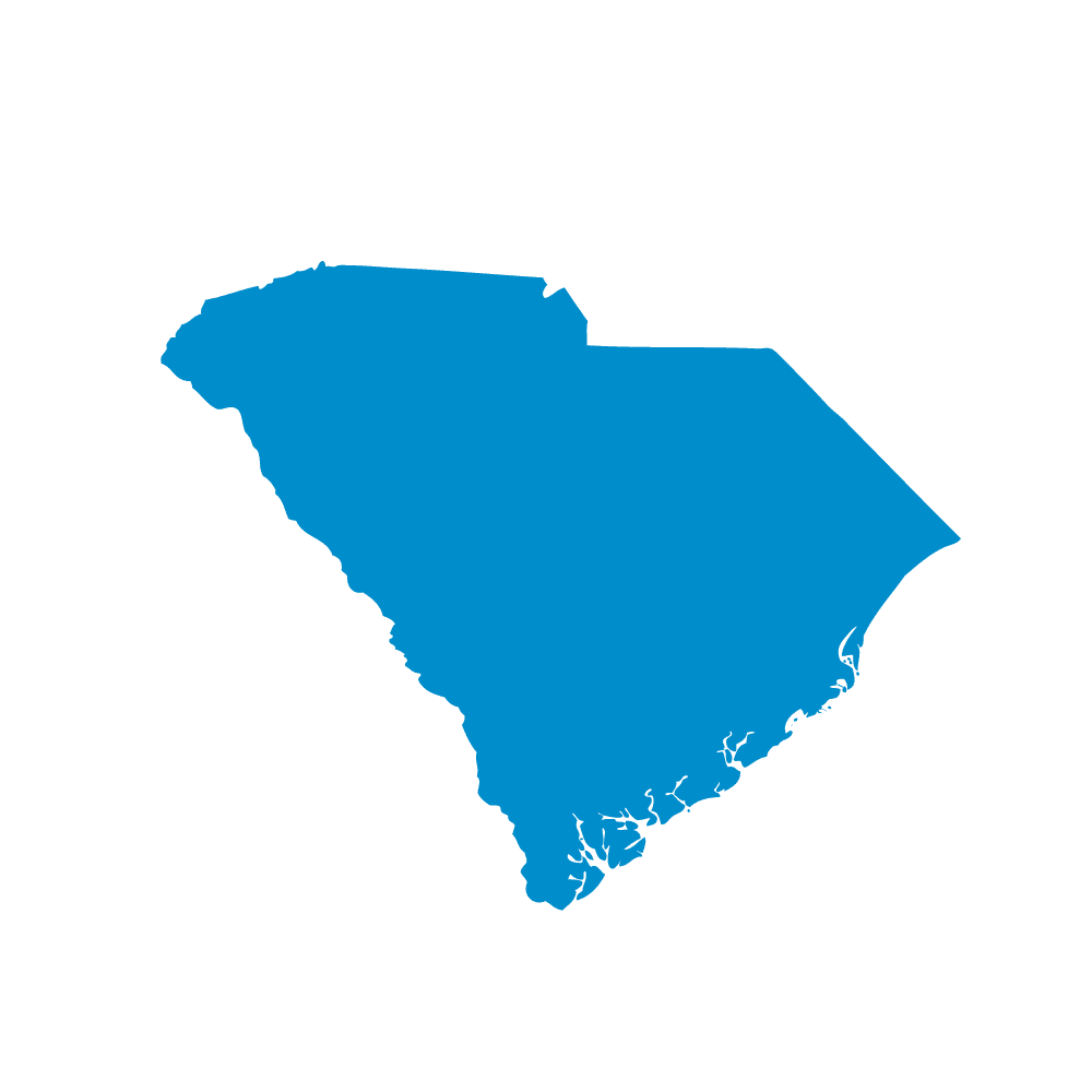 Blue icon showing the state of South Carolina